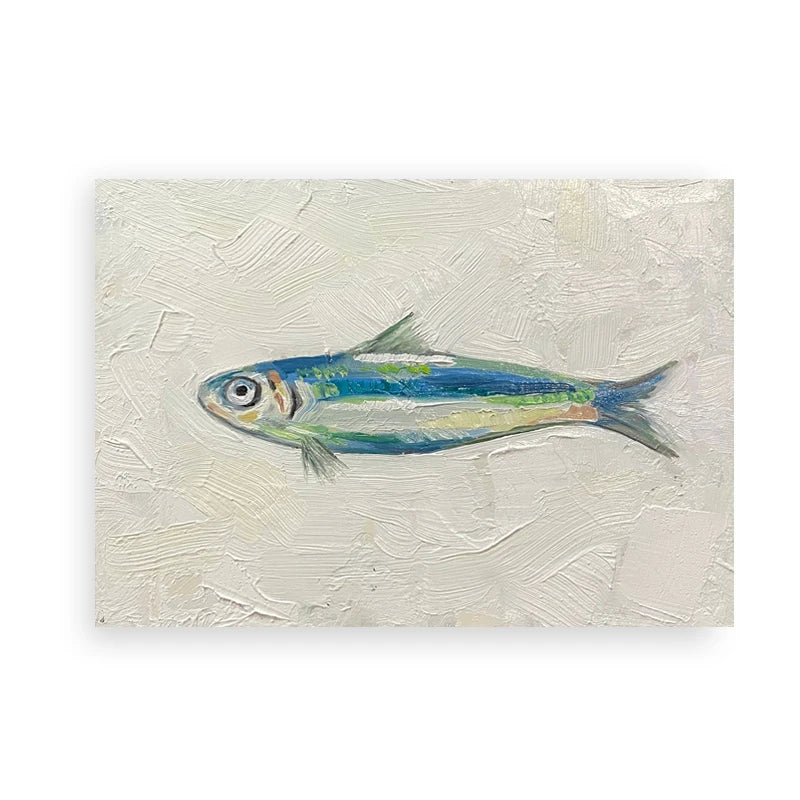 SARDINES Art Print Small Fish Still Life Posters Blue Sardine Oil Painting Canvas Prints French Restaurant Kitchen Wall Decor