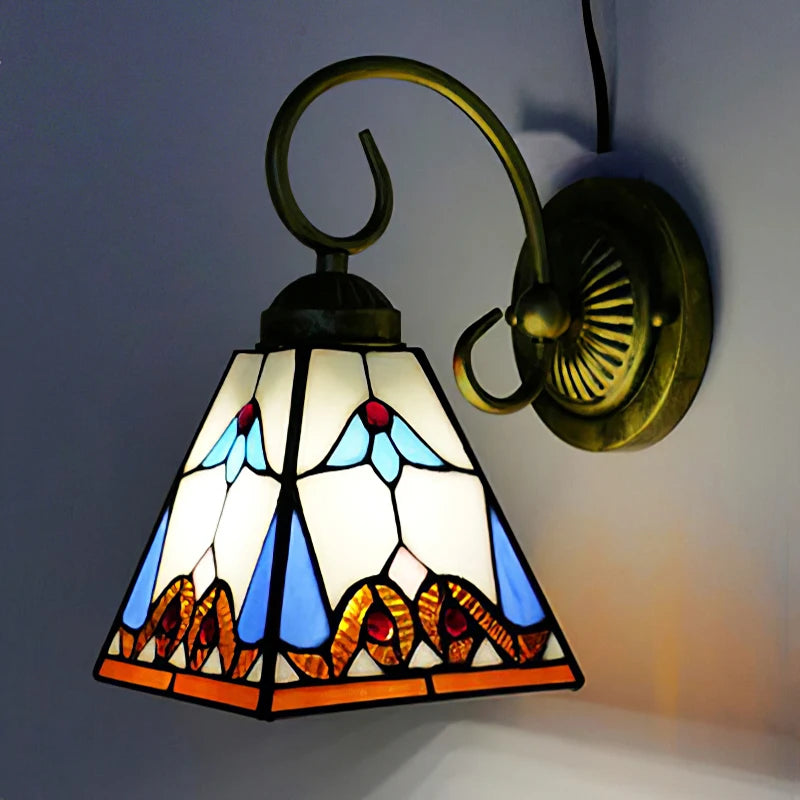 Tiffany LED Wall Lamp Stained Glass Iampshade Art Up or Down lights Bedroom Study Corridor Fireplace Decoration Mirror light