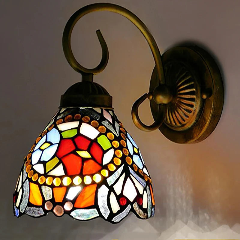 Tiffany LED Wall Lamp Stained Glass Iampshade Art Up or Down lights Bedroom Study Corridor Fireplace Decoration Mirror light