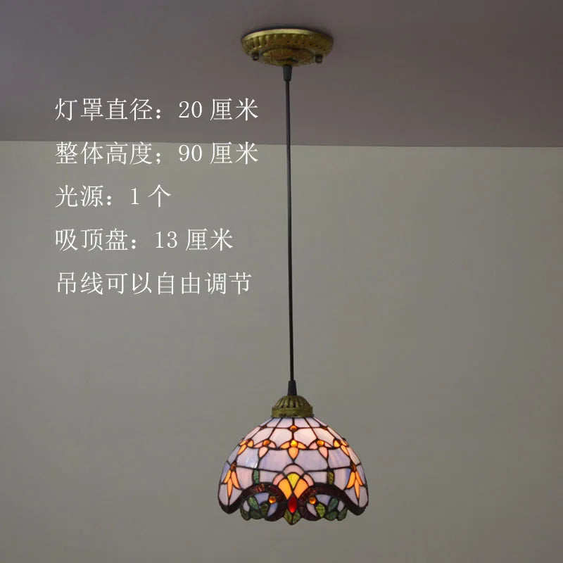 Baroque Tiffany Pendant lights Stained Glass Chain Lighting Suspended Luminaire for Home Parlor Dining Room Lamps E27 110-240V
