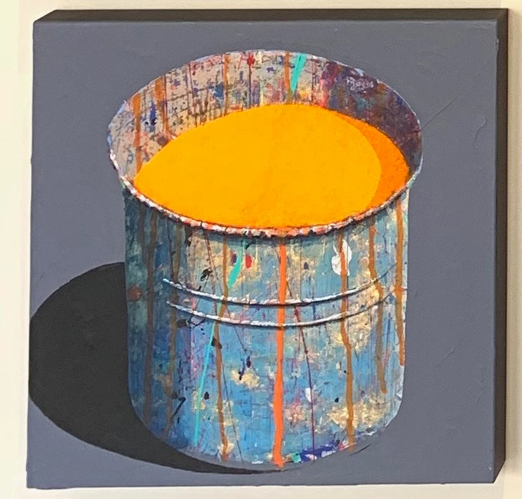 Hand-painted Oil Painting Paintings of Stephane Braud, Acrylic Painting, Paint Bucket with Paint Framed, Ready to Hang