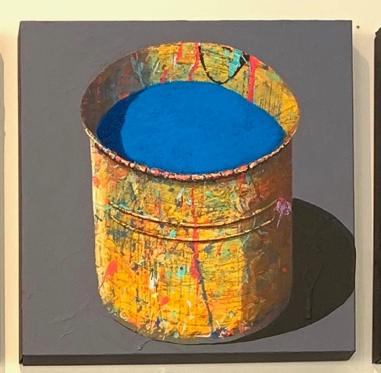 Hand-painted Oil Painting Paintings of Stephane Braud, Acrylic Painting, Paint Bucket with Paint Framed, Ready to Hang