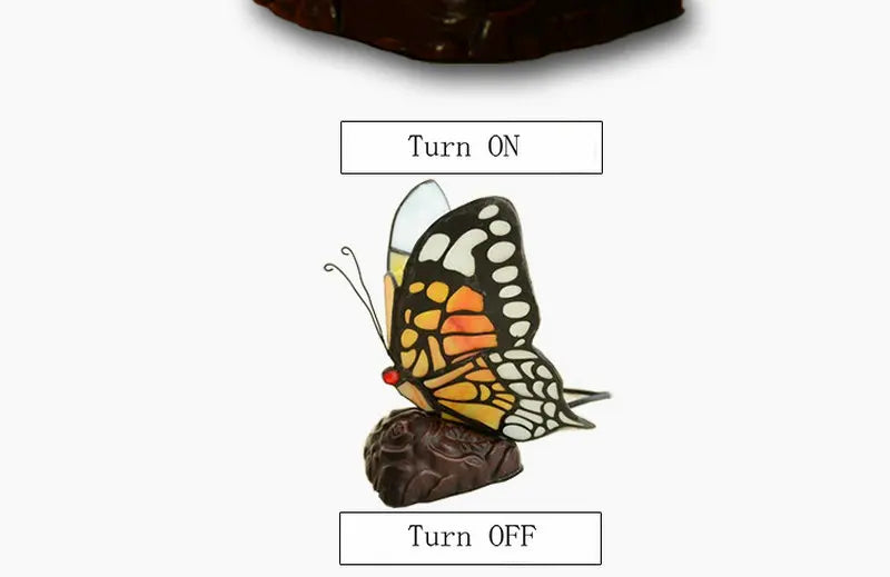 Artpad Glass Tiffany Butterfly Table Lamps With US/EU Plug In Bedroom Bedside LED Butterfly Table Light for Table Night Fixtures