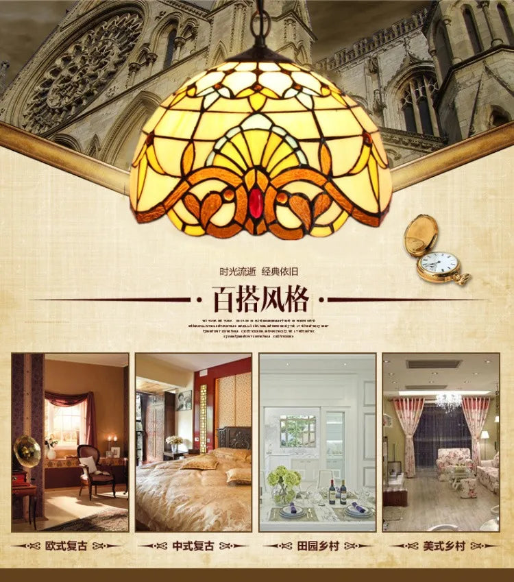 Nordic Tiffany chandelier Kitchen Dining room hallway handmade glass chandelier e27 indoor home decor peacock country lamp