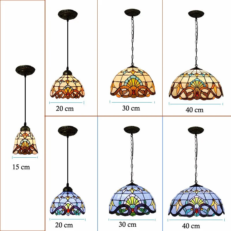 Nordic Tiffany chandelier Kitchen Dining room hallway handmade glass chandelier e27 indoor home decor peacock country lamp