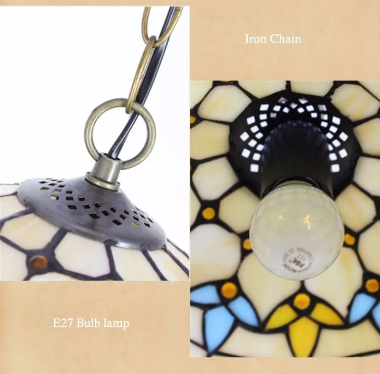 Nordic Tiffany chandelier Kitchen Dining room hallway handmade glass chandelier e27 indoor home decor peacock country lamp