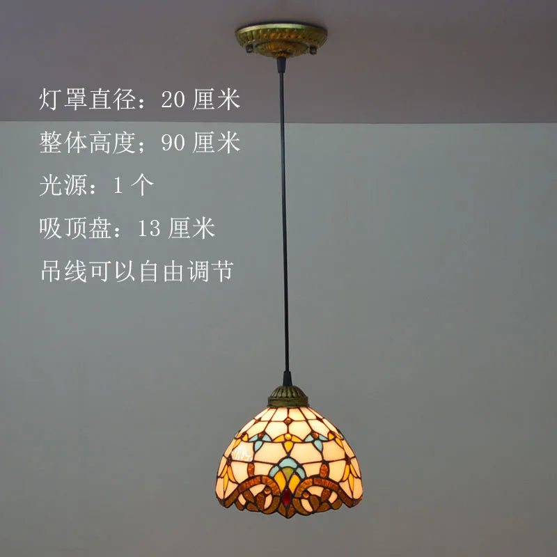 Baroque Tiffany Pendant lights Stained Glass Chain Lighting Suspended Luminaire for Home Parlor Dining Room Lamps E27 110-240V