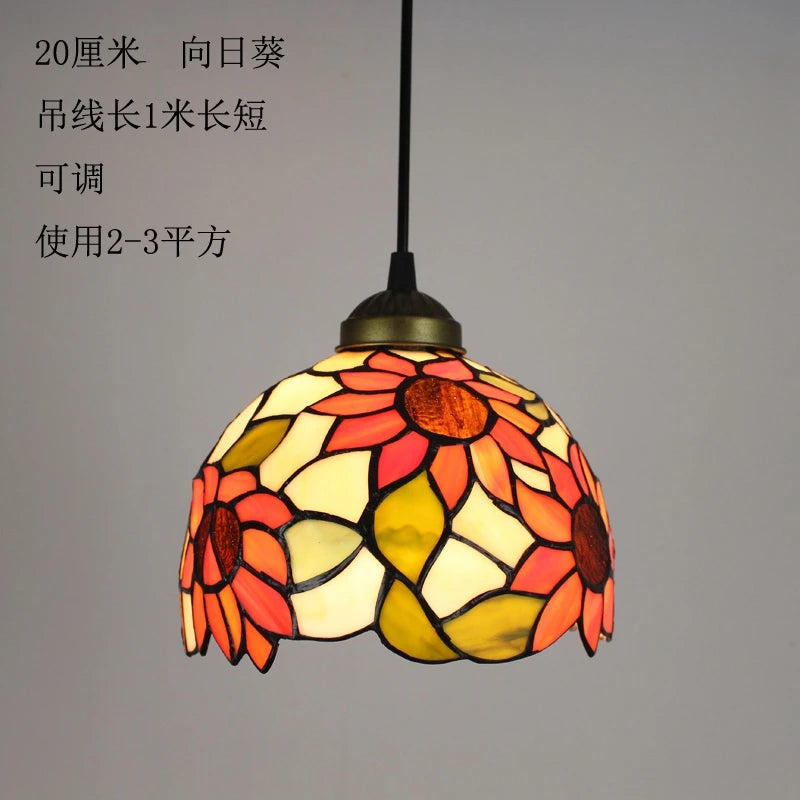 Baroque Tiffany Pendant lights Stained Glass Chain Lighting Suspended Luminaire for Home Parlor Dining Room Lamps E27 110-240V