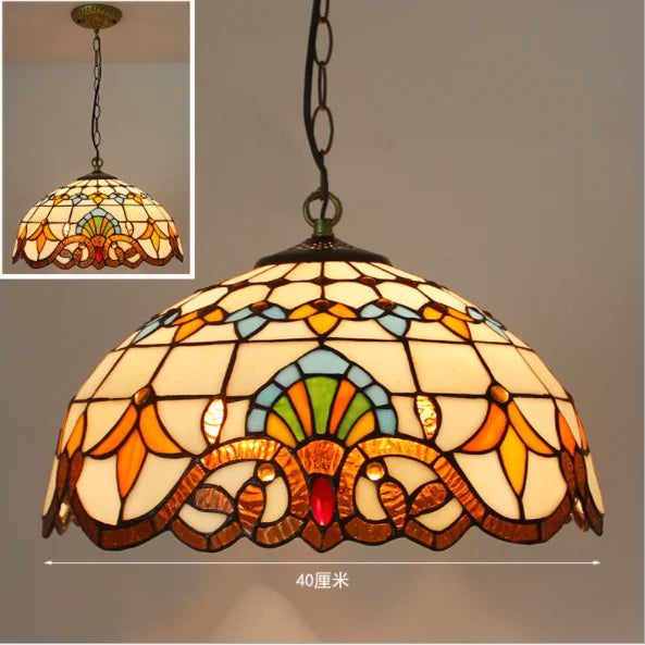 Nordic Tiffany chandelier Kitchen Dining room hallway handmade glass chandelier e27 indoor home decor peacock country lamp