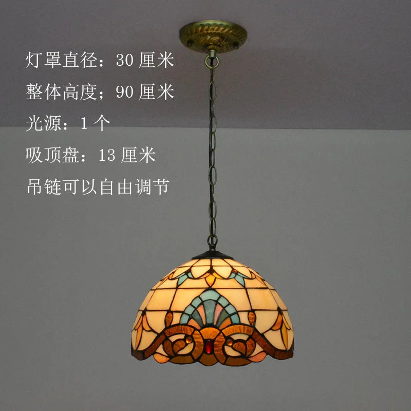 Baroque Tiffany Pendant lights Stained Glass Chain Lighting Suspended Luminaire for Home Parlor Dining Room Lamps E27 110-240V