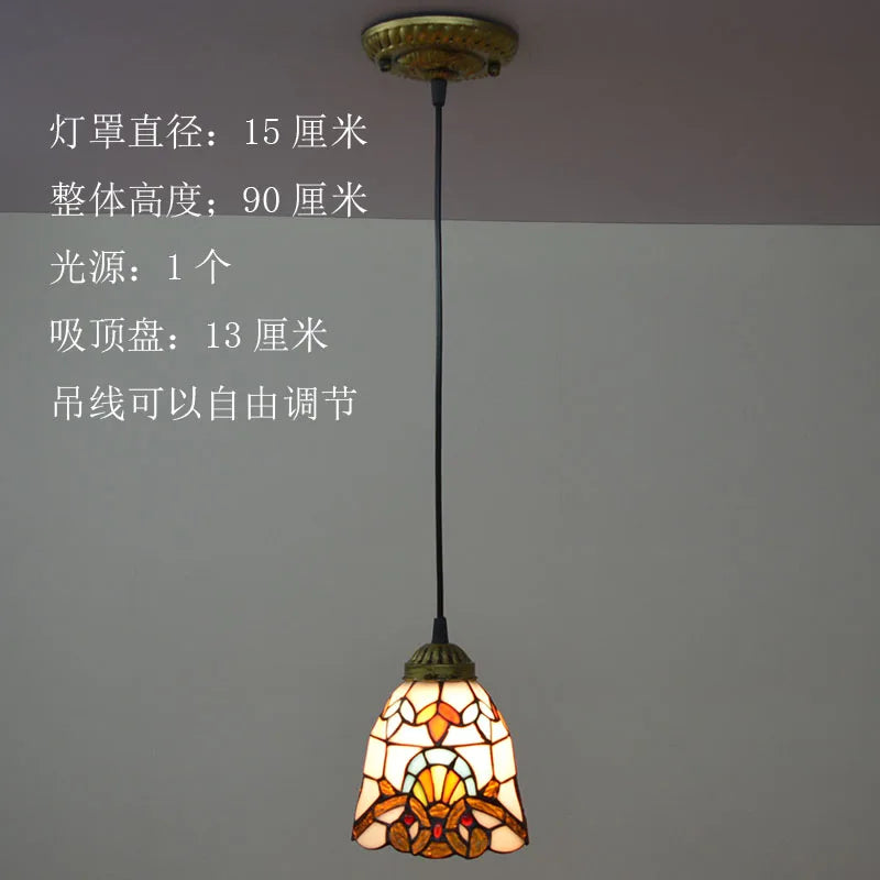 Baroque Tiffany Pendant lights Stained Glass Chain Lighting Suspended Luminaire for Home Parlor Dining Room Lamps E27 110-240V