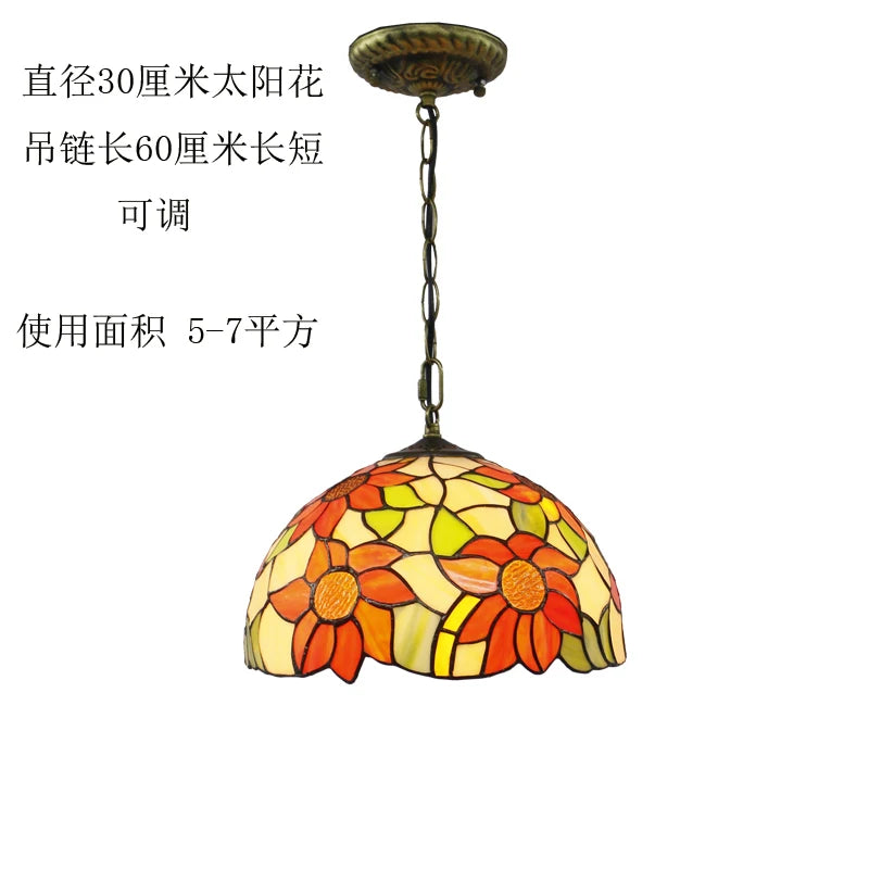 Baroque Tiffany Pendant lights Stained Glass Chain Lighting Suspended Luminaire for Home Parlor Dining Room Lamps E27 110-240V