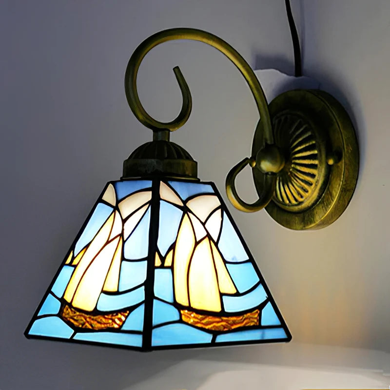 Tiffany LED Wall Lamp Stained Glass Iampshade Art Up or Down lights Bedroom Study Corridor Fireplace Decoration Mirror light
