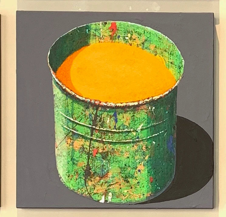 Hand-painted Oil Painting Paintings of Stephane Braud, Acrylic Painting, Paint Bucket with Paint Framed, Ready to Hang