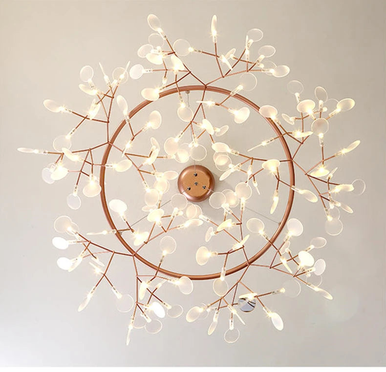 Nordic Chandelier Modern Luxury Living Room Kitchen Firefly Led Ceiling Pendant Lamp Indoor Creative Children's Room Ring Lights