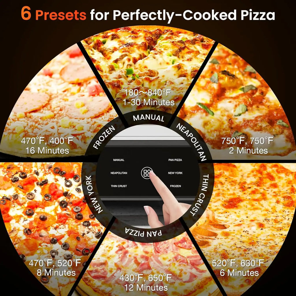 Pizzeria Indoor Pizza Oven, with Multi Pizza Presets & Simple Touch Controls, Electric, New