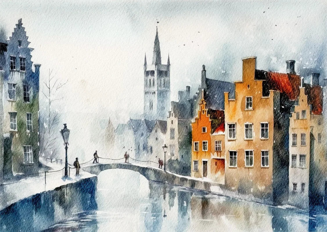 Paris Rome Santorini Coastal City Architecture landscape Watercolor Art Poster Canvas Paintings Wall Art Pictures Home Decor