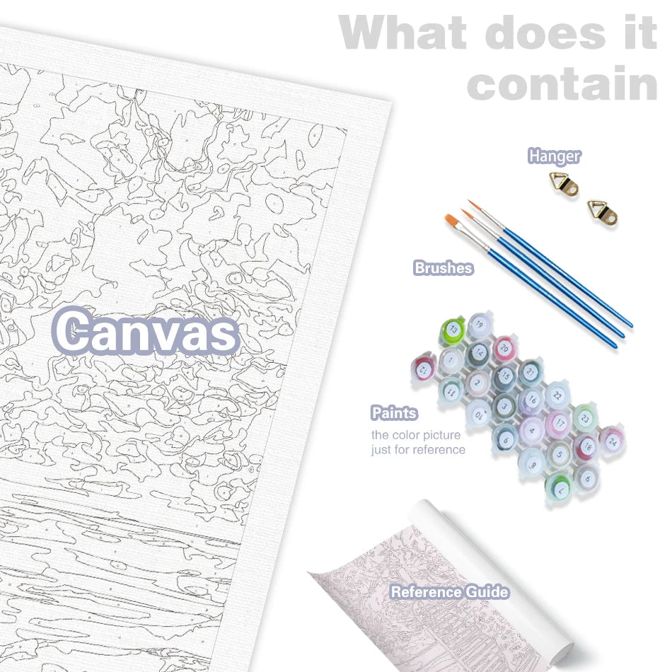 CHENISTORY Painting By Number Seaside  Landscape For Adults Picture By Numbers House Paint On Canvas DIY Frame Home Decoration