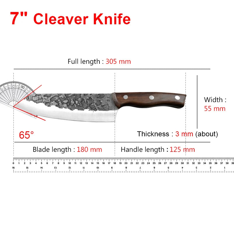 Meat Cleaver Butcher Kitchen Knife Stainless Steel Meat Chopping Chef Fish Vegetables Slicing Butcher Knife With Sheath