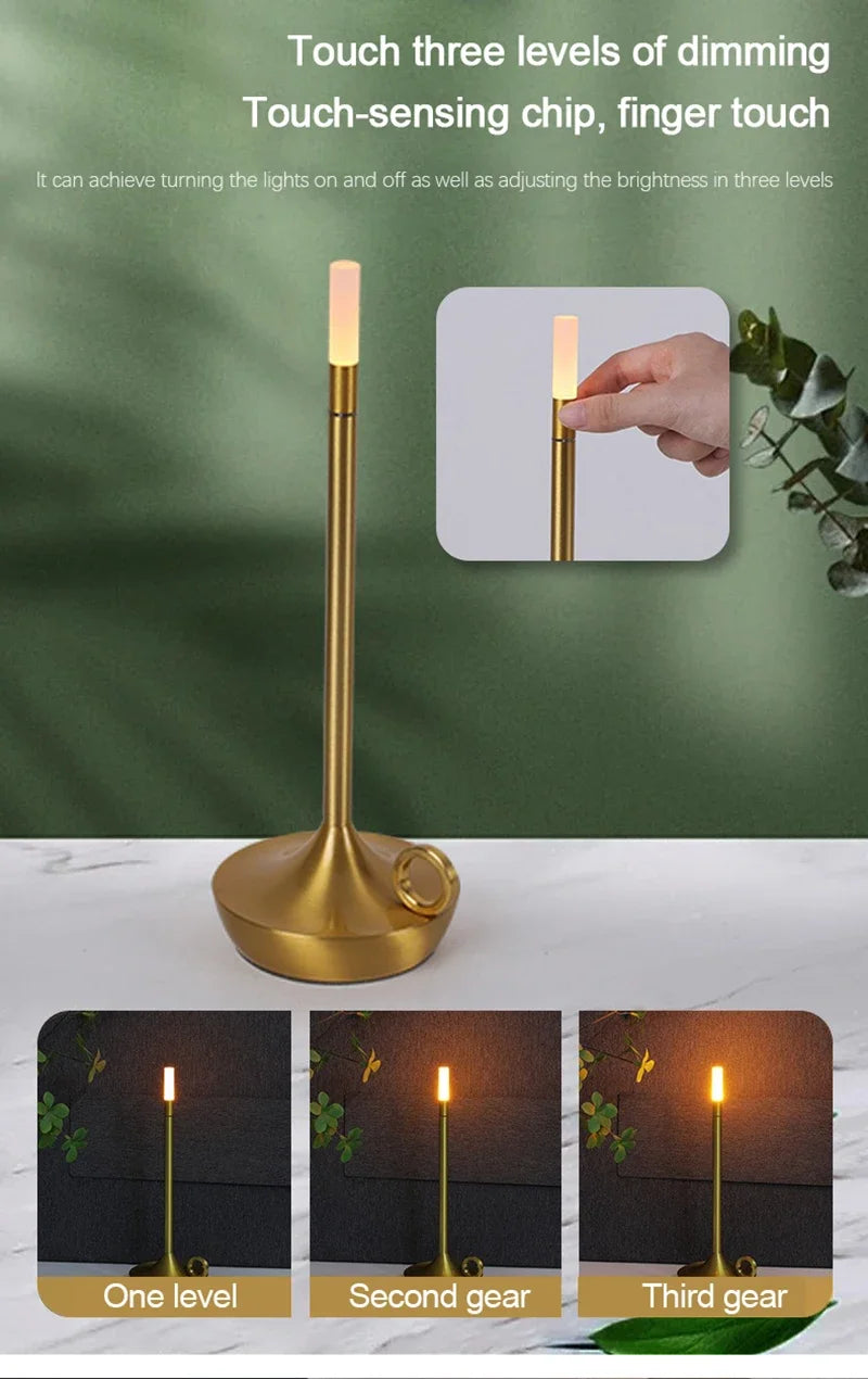 Candlelight Table Lamp LED Candle Charging Restaurant Bar Lamp Desktop Decoration Atmosphere Touch Night Light Led Desk Lamps