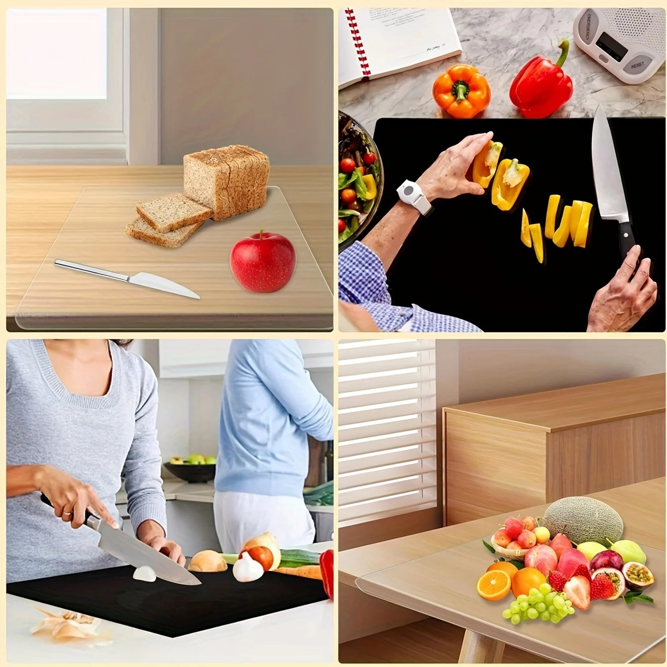 1pc Large black cutting board with lip edge - high toughness, anti slip, perfect for kitchen countertops, including protective f