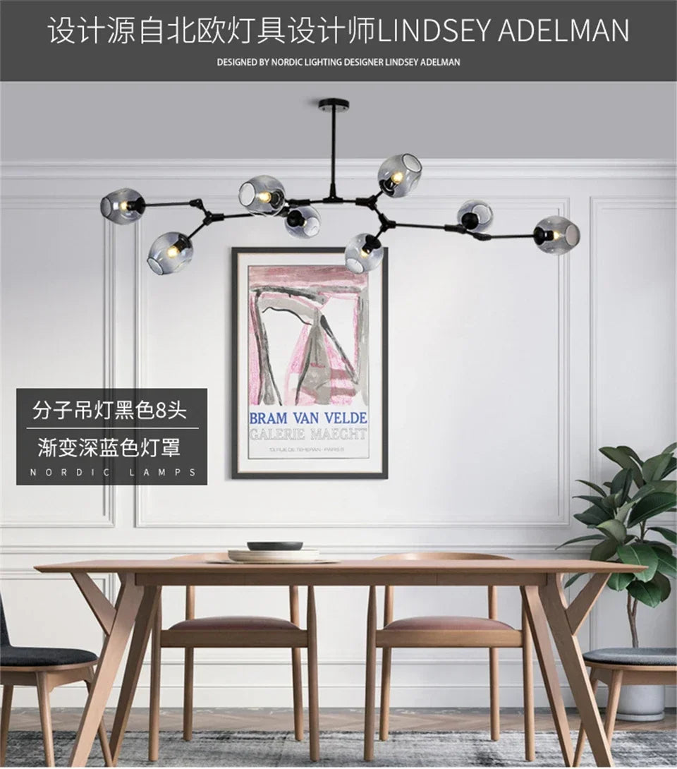 Modern Lustre Glass Chandelier LOFT LED Ceiling Lamp Pendant Lamp Living Dining Room Home Decor Hanging Lights Kitchen Fixtures