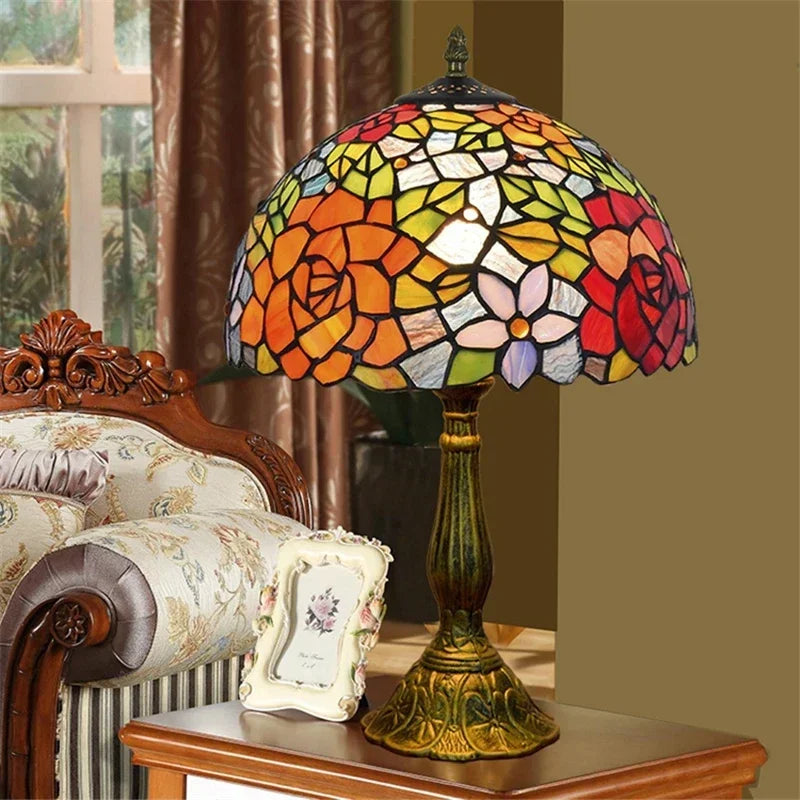 2025 Turkish Table Lamp Tiffany Stained Glass With Dragonflys Vintage Desk Lamp Bedroom Mediterranean Restaurant Home Deco Light