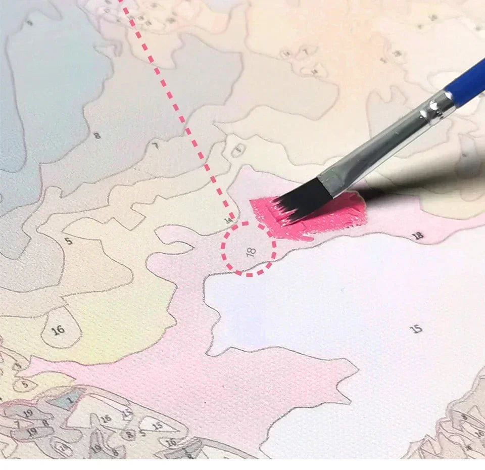 DIY Oil Painting By Numbers Kits Mediterranean Santorini Greece Village Paint with NumbersHome Decor, Wall Art Perfect Gift,