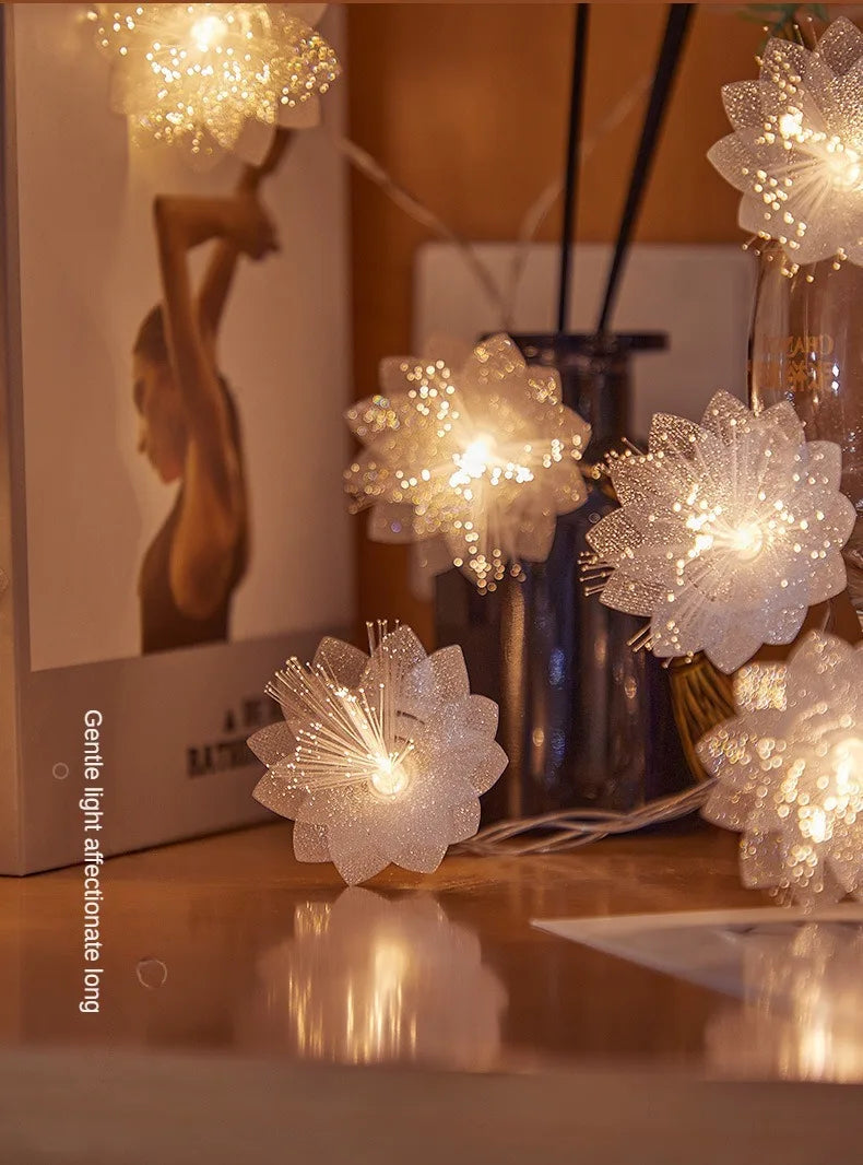 LED fiber optic flower string lights wedding party indoor and outdoor garden courtyard Christmas luminous decoration supplies
