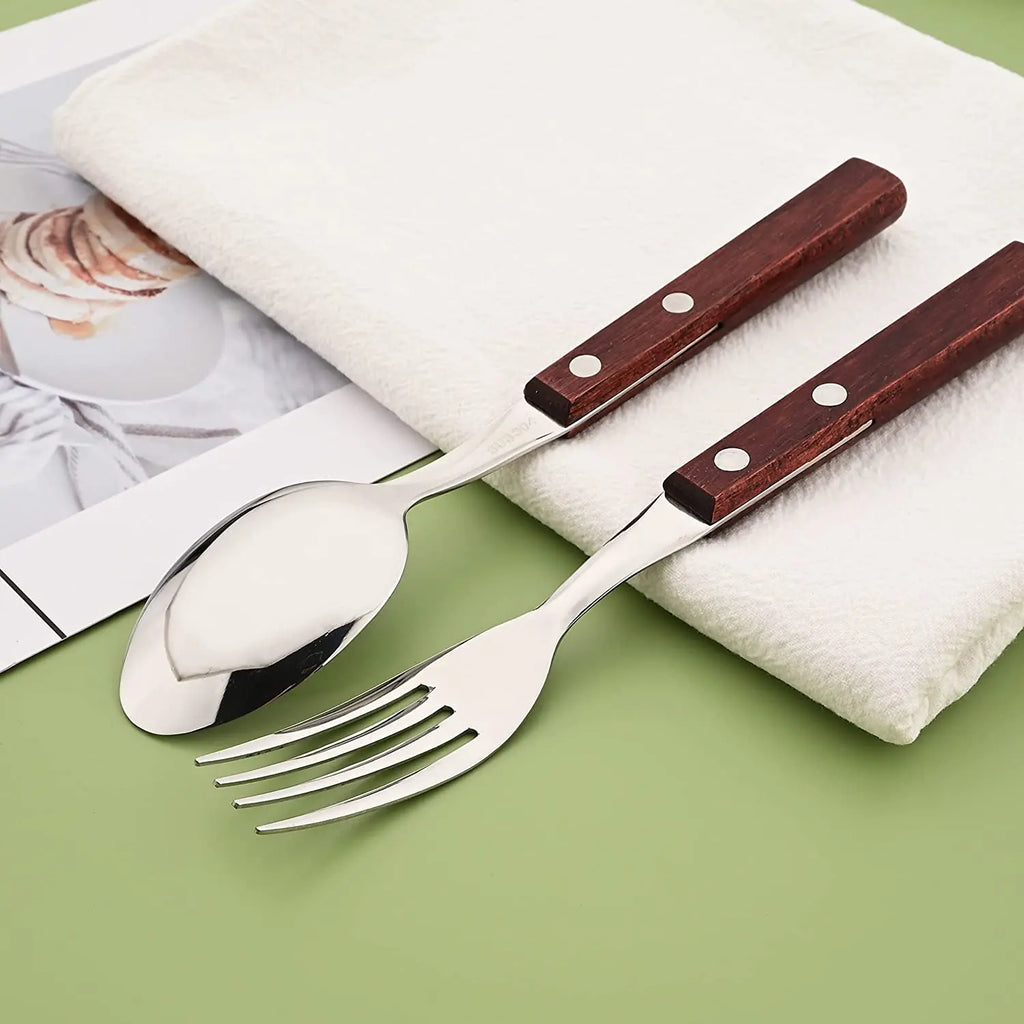 8Pcs Silver Wooden Handle Steak Knife Dinnerware Set Stainless Steel Flatware Sharp Knife Set Tableware Cutlery Knives Set