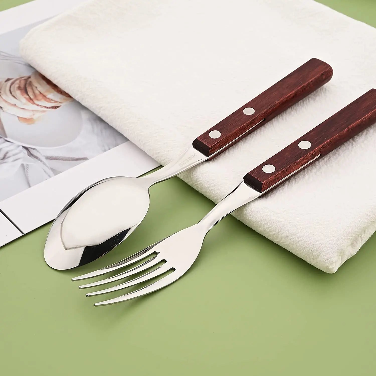 8Pcs Silver Wooden Handle Steak Knife Dinnerware Set Stainless Steel Flatware Sharp Knife Set Tableware Cutlery Knives Set