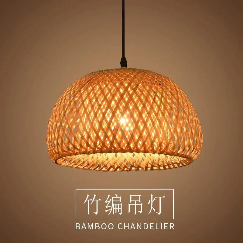 Bamboo Lantern Pendant Lamp Natural Rattan Wicker E27 LED Chandeliers Hand-Woven Lampshades Lighting Fixture Hanging Light