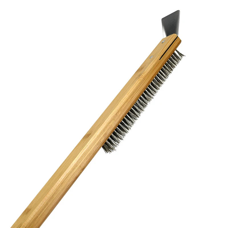Kitchen Pizza Oven Copper Brush Wood Handle Bristle Brass Grill Cleaning Small Brush For Oven Cleaner