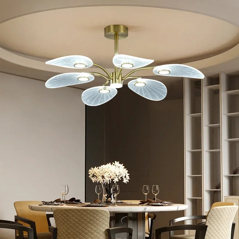 Nordic ceiling light luxury Design lotus lamp lustre gold arcylic hanging lights Decoration Dining Room island kitchen light