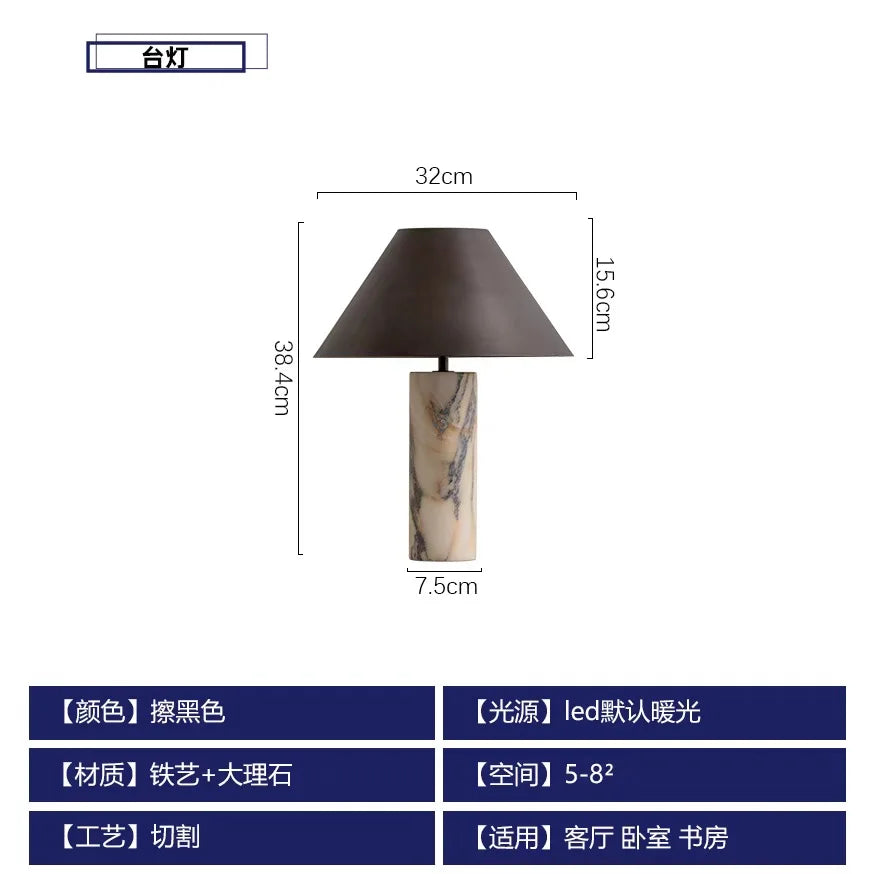 Italian Design Marble Stone Table Lamp LED E27 Minimalist Modern Desk Lights Home Decor Living/model Room Bedroom Study Cafe Bar