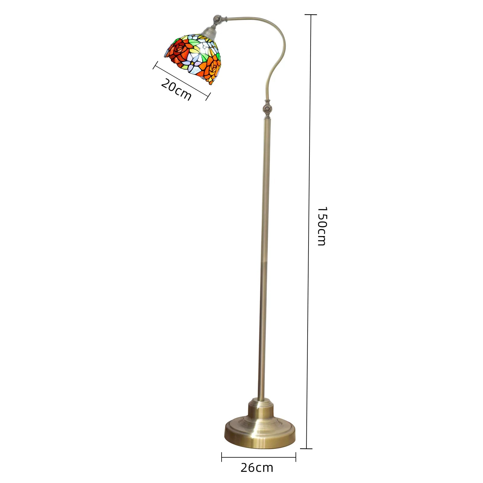 Tiffany Floor Lamp Stained Glass Table Light Mediterranean Style Retro Warm Arched Light Adjustable Angle Standing Reading Light