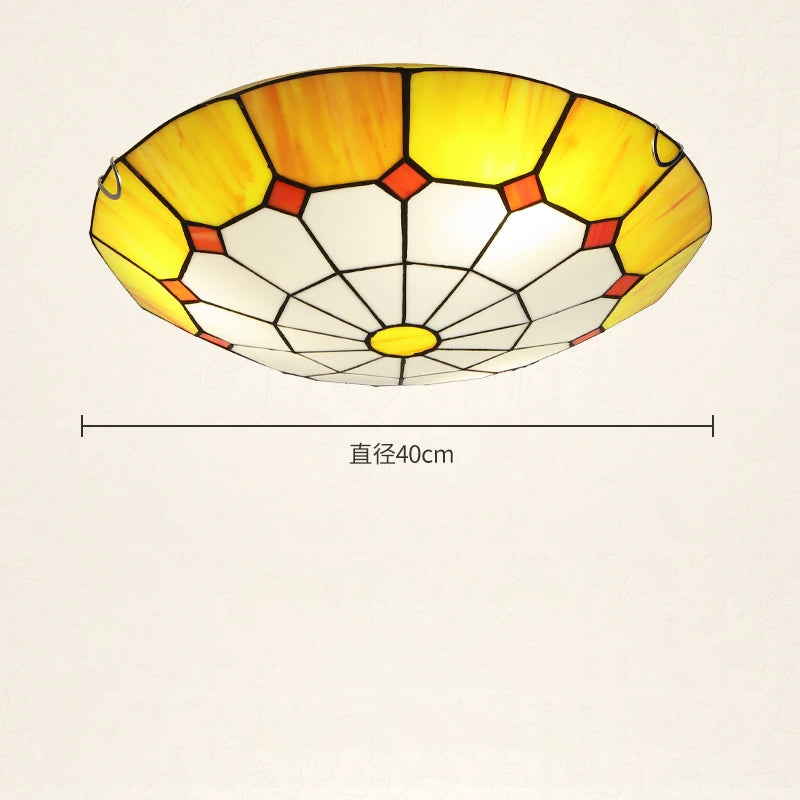 Modern Fashion Tiffany Ceiling Light Fixture European Colorful Drawing Glass Ceiling Lamp Home Deco Living Room E27 Lamps