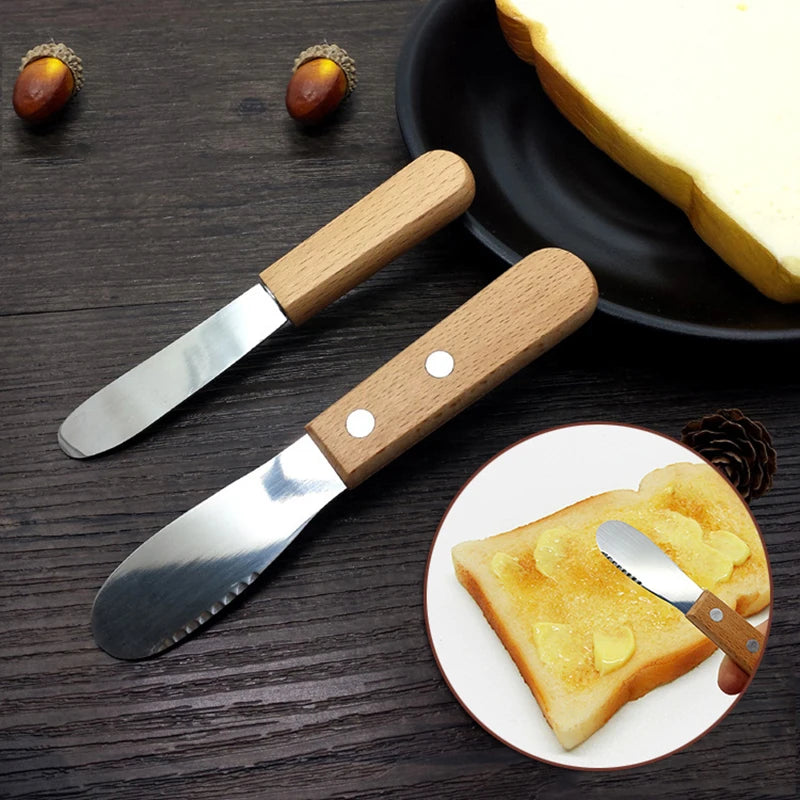 1Pcs Butter Spreader Knifes,Stainless Steel Sandwich Spreading Knifes with Wooden Handle for Kitchen,Jam Toast Cheese Spatula