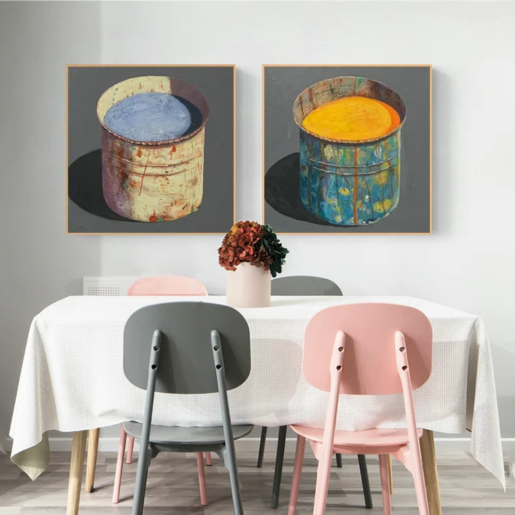 Hand-painted Oil Painting Paintings of Stephane Braud, Acrylic Painting, Paint Bucket with Paint Framed, Ready to Hang