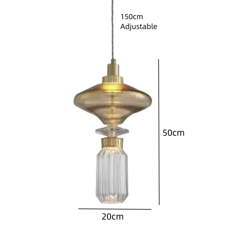 Italian Luxury Crystal Glass Chandelier Danish Design Vintage Clear Amber pendant lamp American bedside kitchen island LED lamp