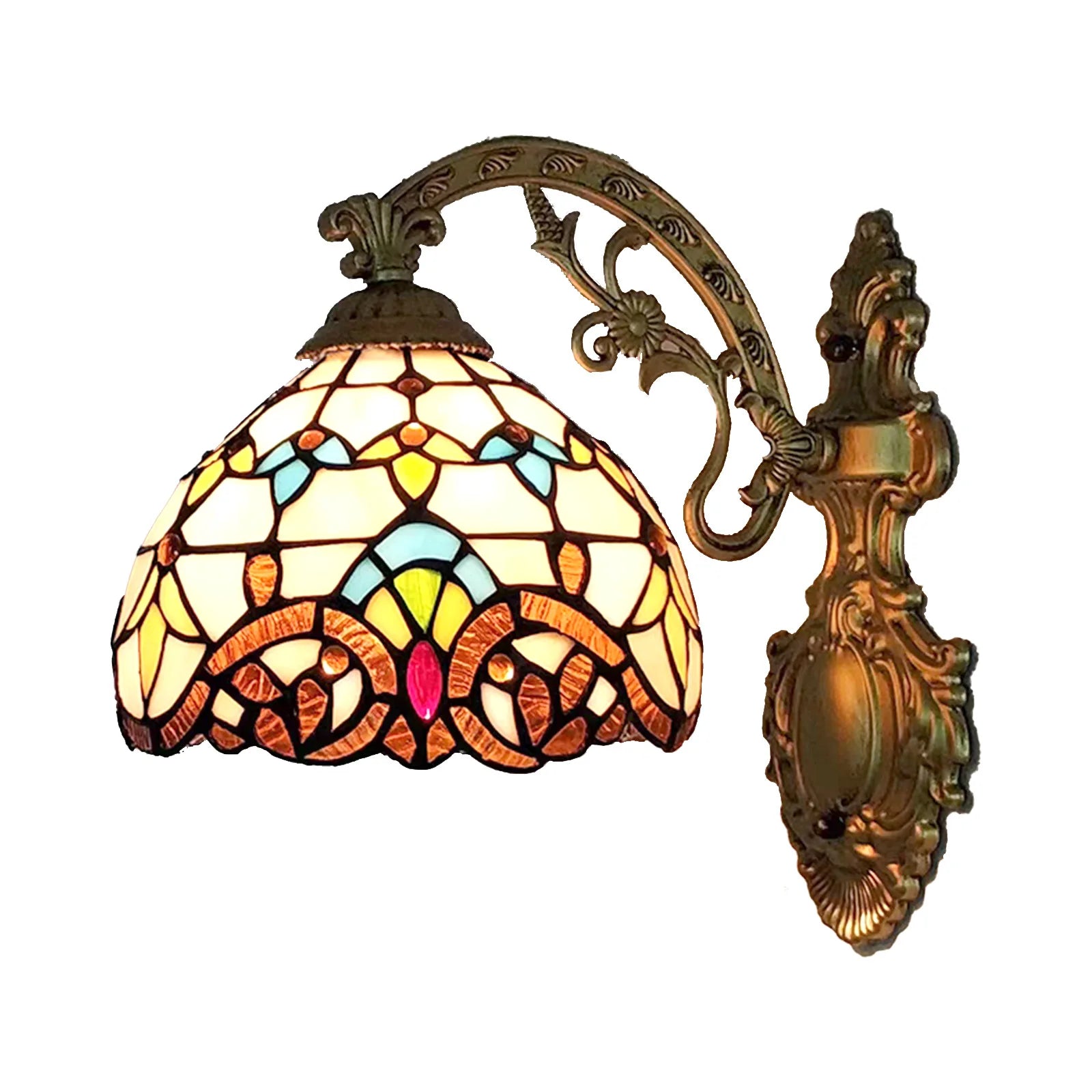 European Tiffany Colorful Glass Wall Lamp Bedroom Bedside Lamp Retro Creative Dining Room Balcony Aisle Staircase Light