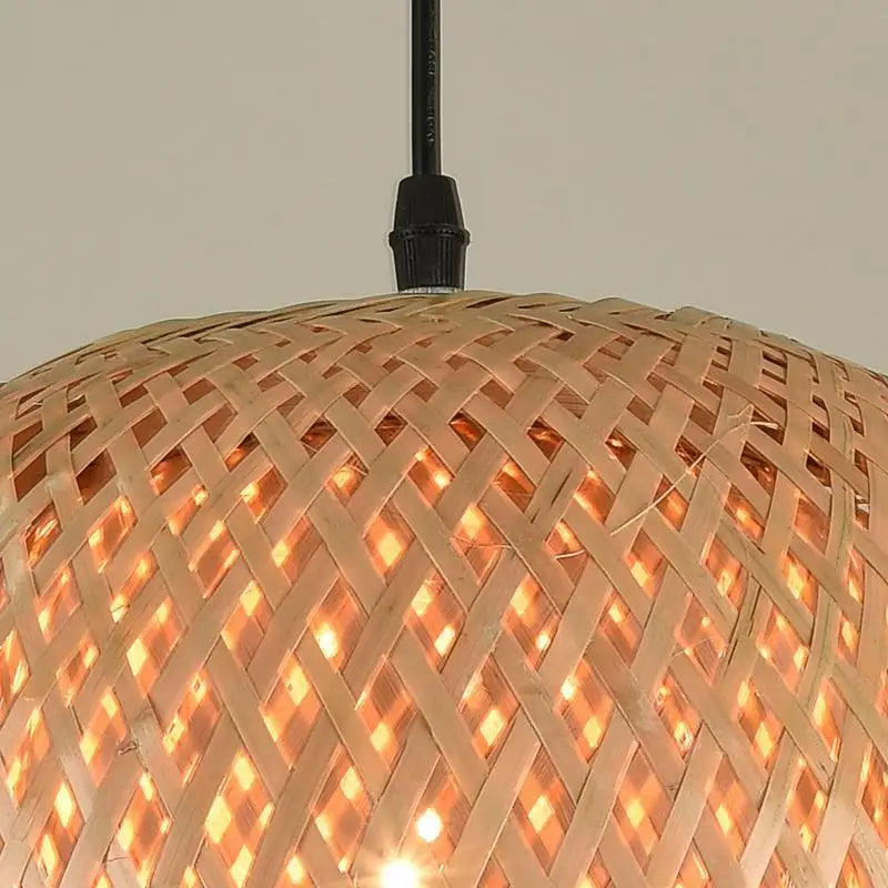 Bamboo Lantern Pendant Lamp Natural Rattan Wicker E27 LED Chandeliers Hand-Woven Lampshades Lighting Fixture Hanging Light
