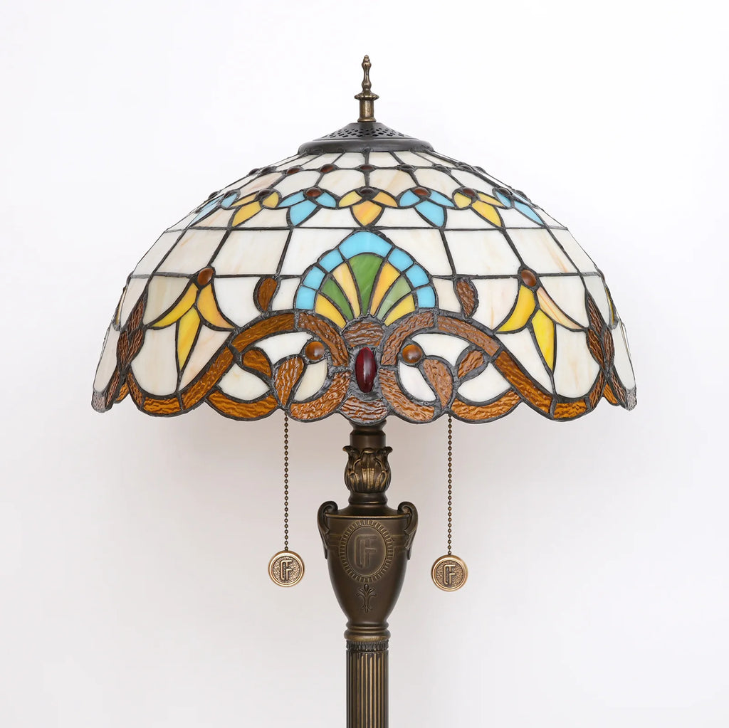 High-End Tiffany Floor Lamp for Bedroom Study Elegant Exquisite Handmade Modern Design Stained Glass Dome E27 Base Bulb