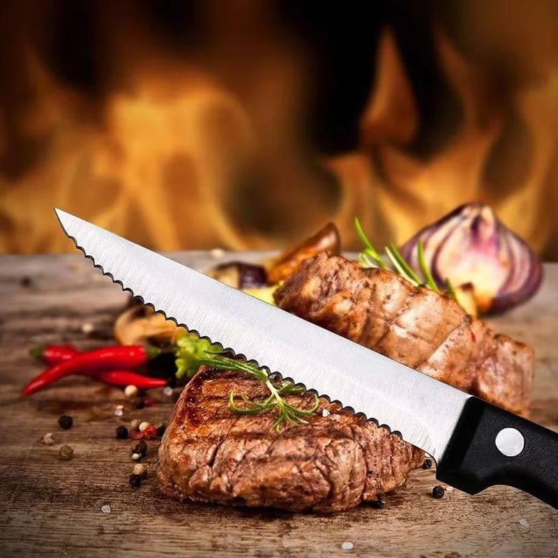 Steak Knives Set Cutlery Set 4/6/8/16 Pcs Full Tang Stainless Steel Sharp Serrated Dinner Knives Dishwasher Safe for Meat Bread