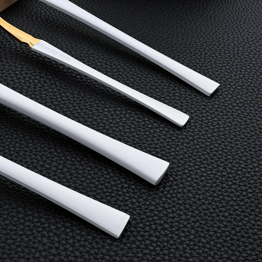 16pcs Dinnerware Set Stainless Steel Tableware Mirror Knife Fork Spoon Flatware Set Cutlery Western Knife Fork Spoon Tea Spoon