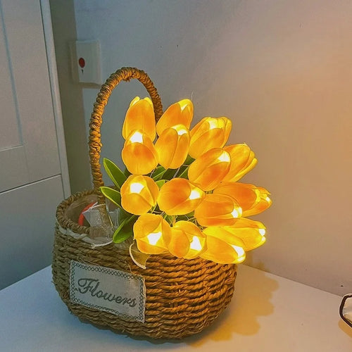 10 Heads Luminous Tulip LED Night Light DIY Handmade Lamp Artificial Flower  Bridal Bouquet Christmas New Year Atmosphere Light