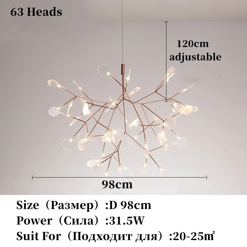 Nordic Chandelier Modern Luxury Living Room Kitchen Firefly Led Ceiling Pendant Lamp Indoor Creative Children's Room Ring Lights