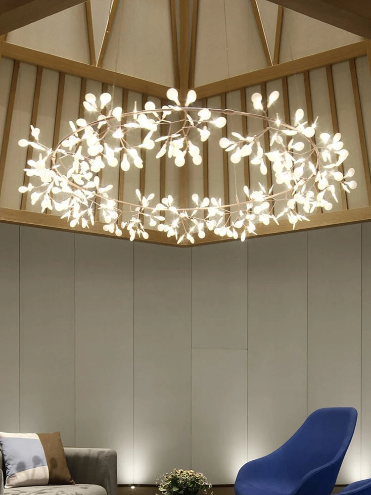 Nordic Chandelier Modern Luxury Living Room Kitchen Firefly Led Ceiling Pendant Lamp Indoor Creative Children's Room Ring Lights