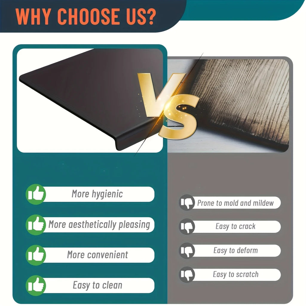 1pc Large black cutting board with lip edge - high toughness, anti slip, perfect for kitchen countertops, including protective f