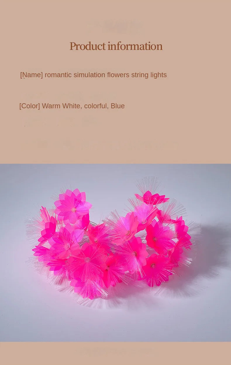 LED fiber optic flower string lights wedding party indoor and outdoor garden courtyard Christmas luminous decoration supplies